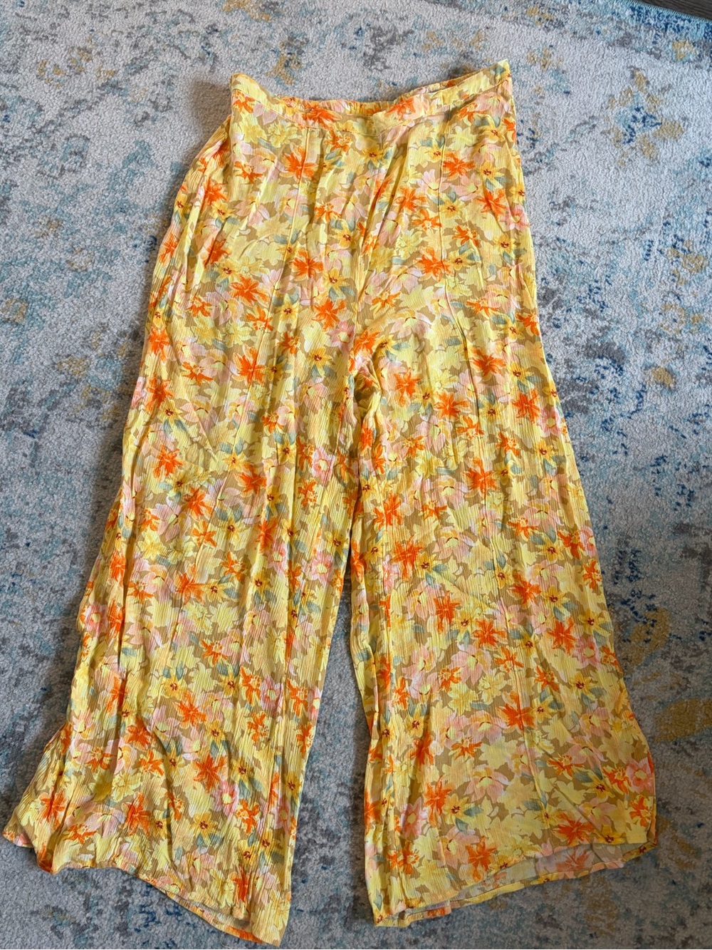 Ripcurl Floral Yellow Wide-Leg Women's Pants